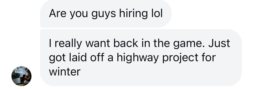 Instagram message asking about jobs and pay in North America