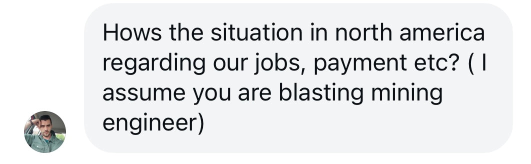 Instagram message: Are you guys hiring, just got laid off a highway project for winter