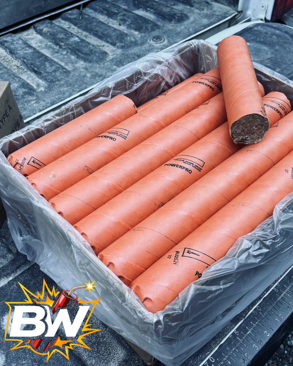 Box of PowerPro emulsion explosive cartridges